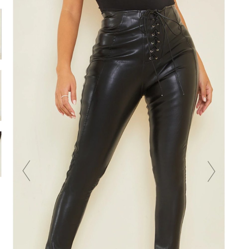 PLT Black Lace Up Leather Pants NEVER WORN